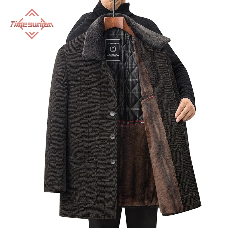 

Top Grade Chenille Woolen Long Coat Men Winter Coats for Men Padded and Thickened Business Casual Jacket Man