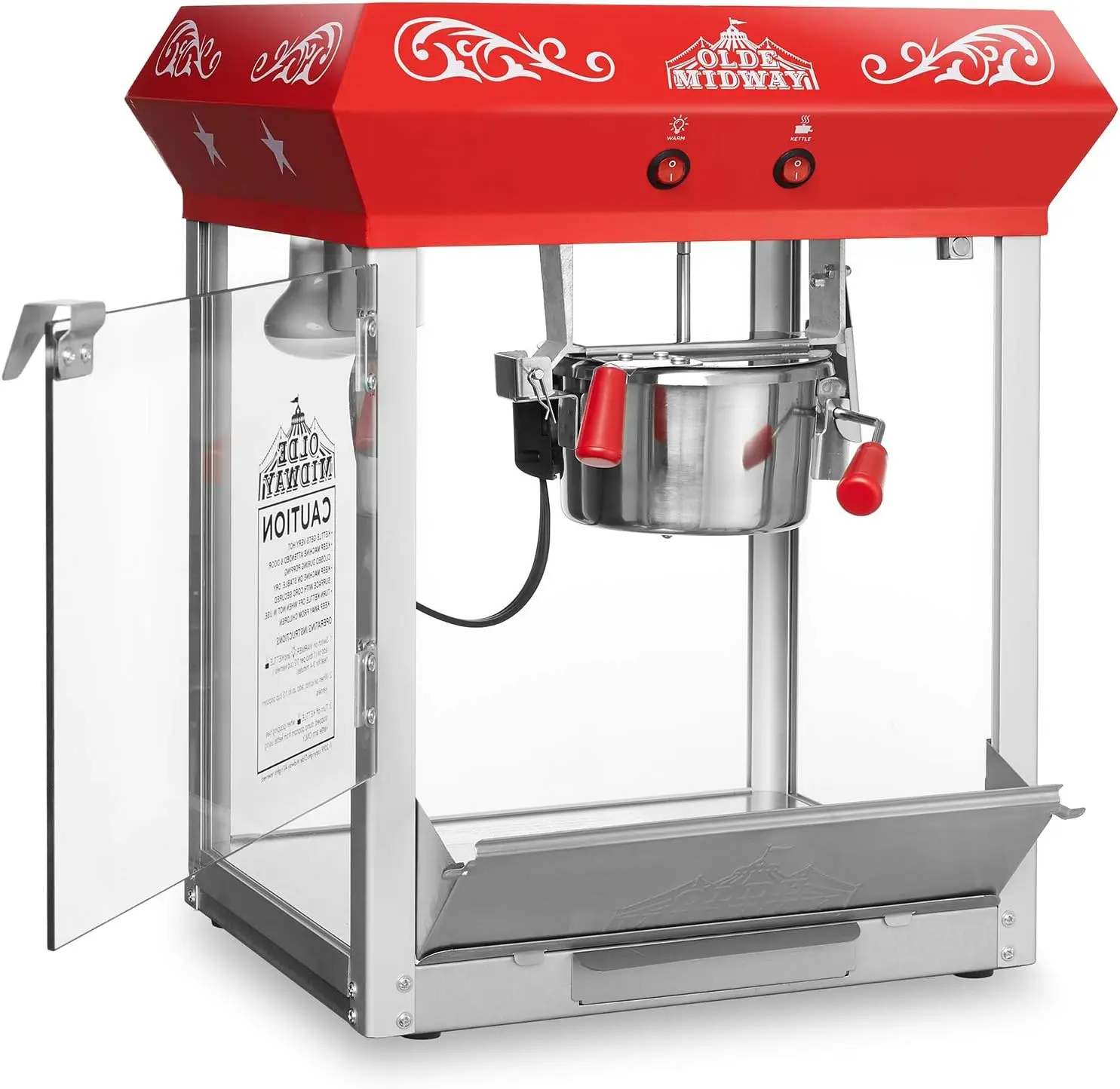 Midway Bar Style Popcorn Machine, 4-Ounce Popcorn Maker Popper, Red
