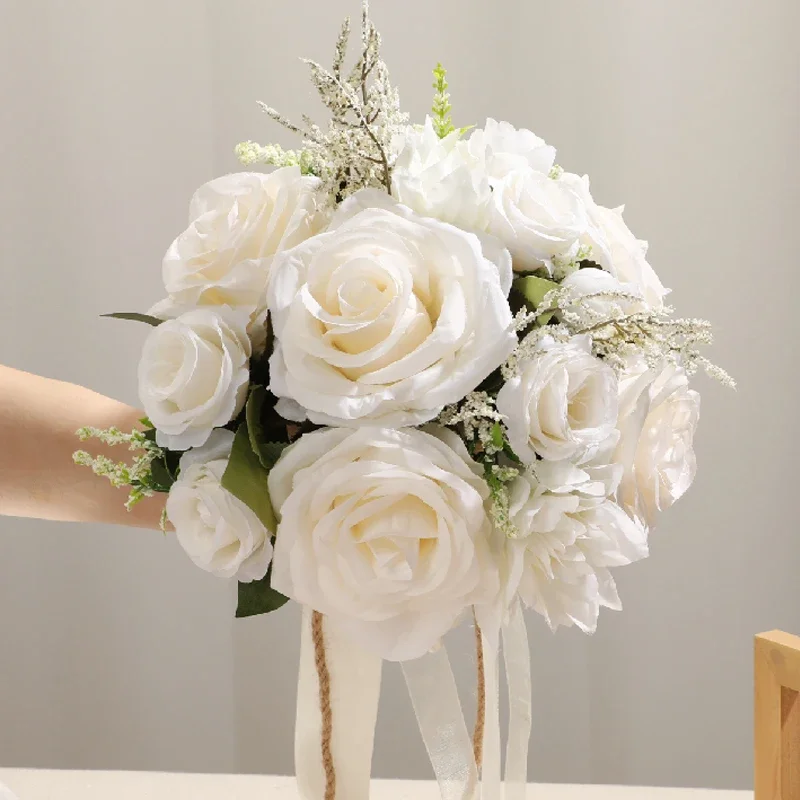 Wedding Bouquet Rose Tossing Bouquet for Wedding Ceremony Anniversary Bridal Shower Party Decoration Dinning Table Decor