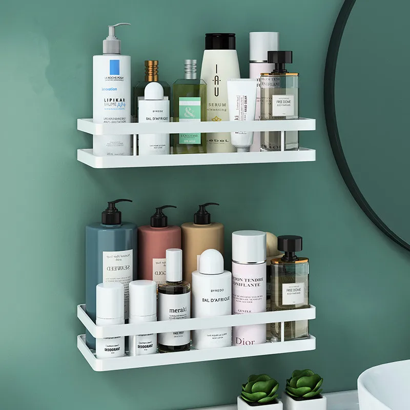 

Black/White Bathroom Shelf Shower Basket Kitchen Storage Rack Cosmetics Wall Shelves Shampoo Holder Bathroom Accessories 20-50cm