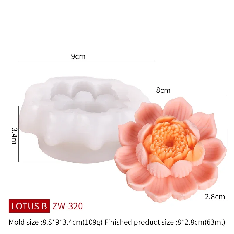 Lotus and Peony Flower Silicone Candle and Resin Mold Set