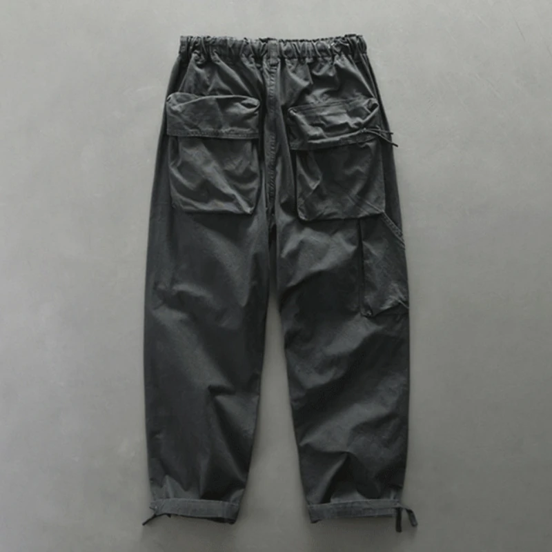 Casual Loose Cargo Cotton Pants for Men Big Pockets Vintage Joggers Men Trousers Streetwear AZ7025#