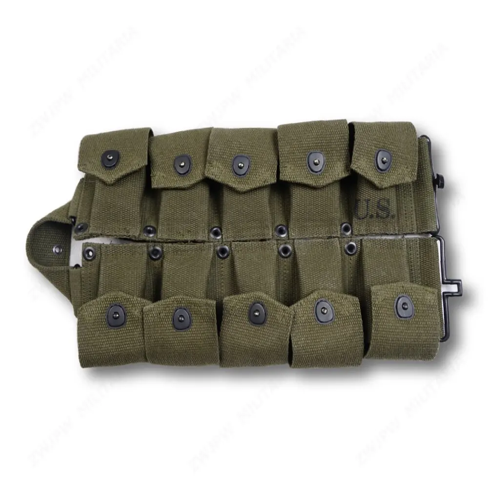 WW2 US ARMY M1 CANVAS GARAND TEN CELL POUCH ARMY GREEN