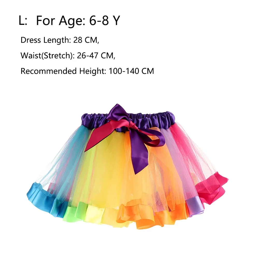 Multicolor Rainbow Tulle Princess Dance Skirt