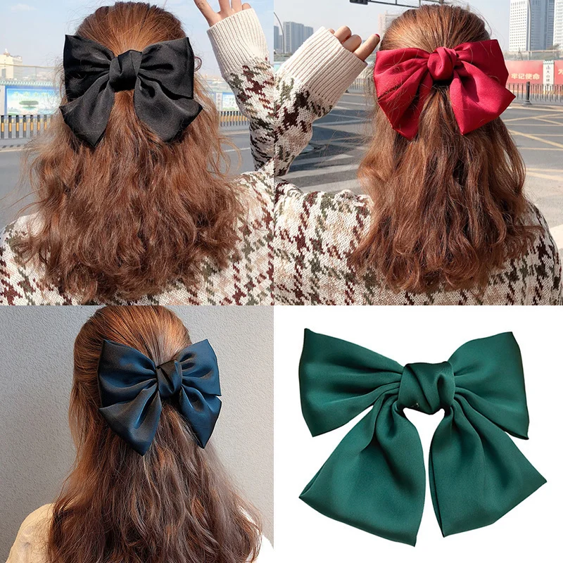 Große Schleife Seide Chiffon Krawatten Haarspangen Koreanische Band Haarnadel Mädchen Haarschmuck für Frauen Bowknot Haarnadeln Neu 2022 – Detail 2