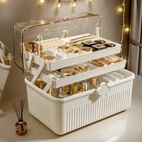 3 Layers Makeup Storage Organizer Large Capacity Skincare Organiser Storage Box For Lipstick Eyeshadow Cosmetic Organizer 1