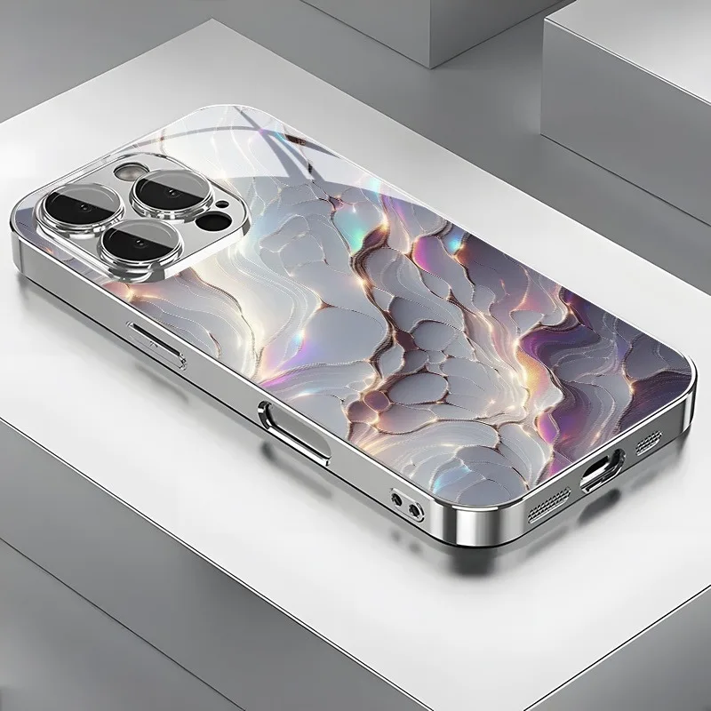 Vibrant Marble Electroplated Phone Case - Fashion-Forward Design