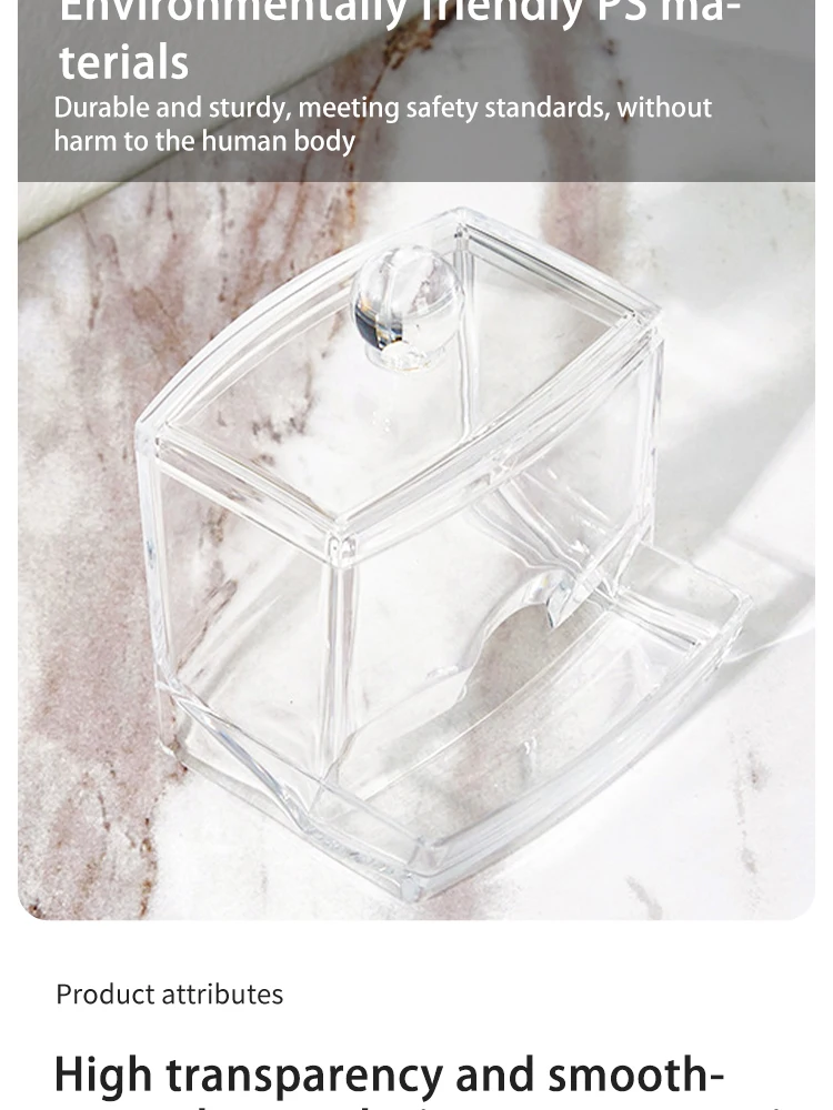 Cotton Swab Ball Storage Box Acrylic Transparent Container Jar_voghion.com