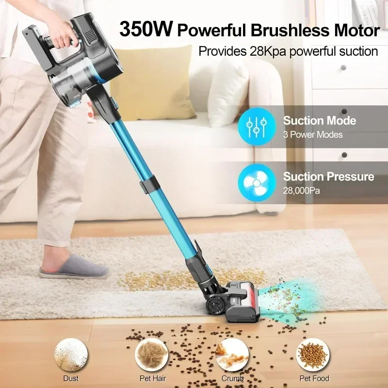 DEVOAC S11 Cordless Vacuum Cleaner, Powerful Suction Vacuum with 28Kpa 350W Brushless Motor, Lightweight Stick Vacuum Cleaner 2