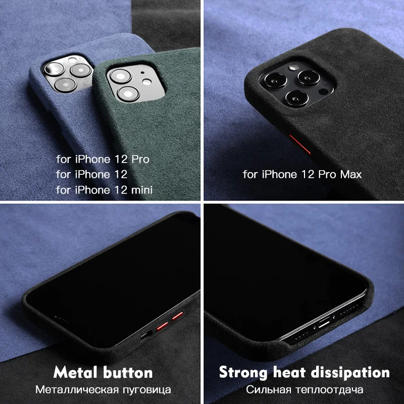 Фото Чехол ручной работы из алькантары для iPhone 13 Pro Max 12 mini 11, роскошный чехол из замши для телефона в деловом стиле с суперкамерой №2