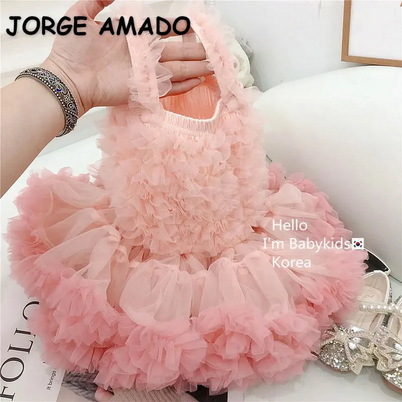New Summer Dress for Baby Girl Pink Sling Sleeveless Mesh Appliques TUTU  Mini Princess Dress Child Birthday Clothes E6600 - AliExpress 1501