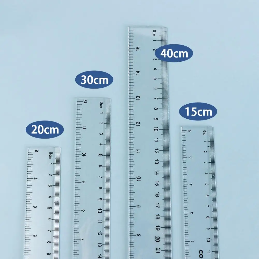 Drawing Tool 15cm 20cm 30cm 40cm Straight Ruler Multifunction Transparent Measuring Ruler Plastic Drawing School