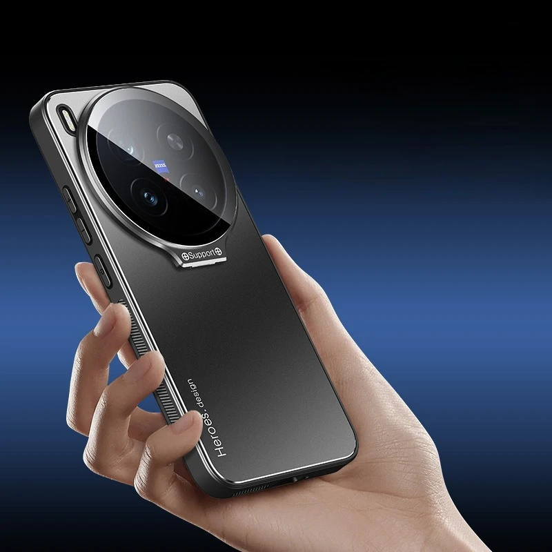 Premium Metal Lens Camera Holder Cover - Shockproof Matte Kickstand Protective Case Shell