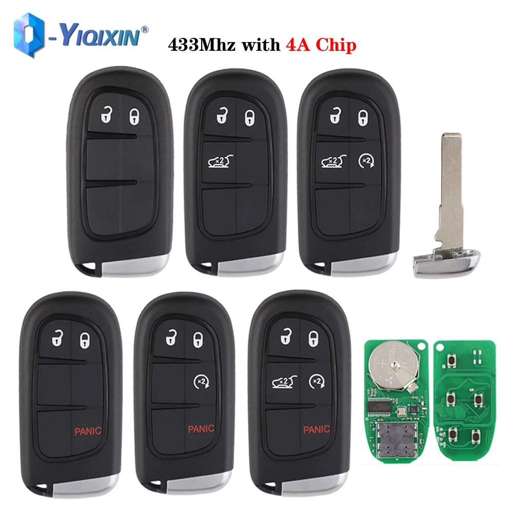 

YIQIXIN Remote Car Key GQ4-54T Keyless Go For Jeep Cherokee Durango Chrysler Compass Renegade Dodge RAM 4A Chip 433MHz Auto Fob