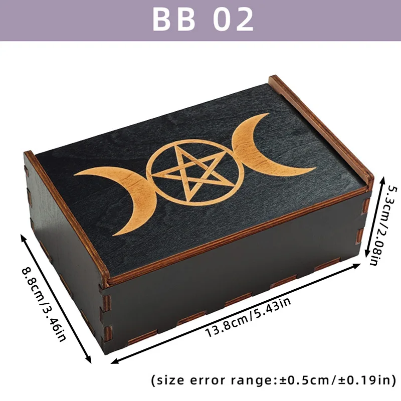 Desktop Organizer Wooden Box Zodiac Lotus Slide Drawer Storage Box Suitable for Tarot Cards Gifts 1pc
