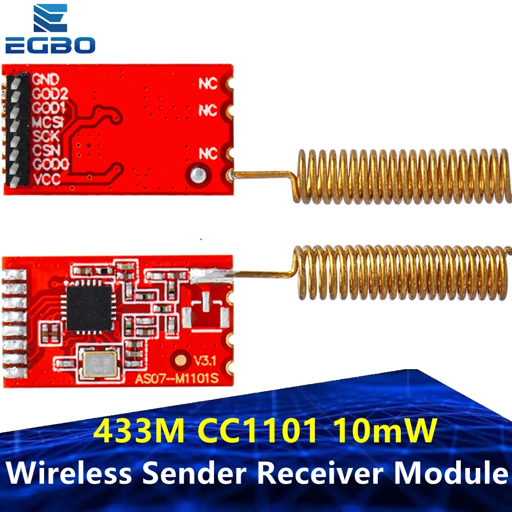 1 ~ 10PCS 433M CC1101 10mW Wireless Sender Empfänger Modul NRF905/SX1212/SI4432 EGBO
