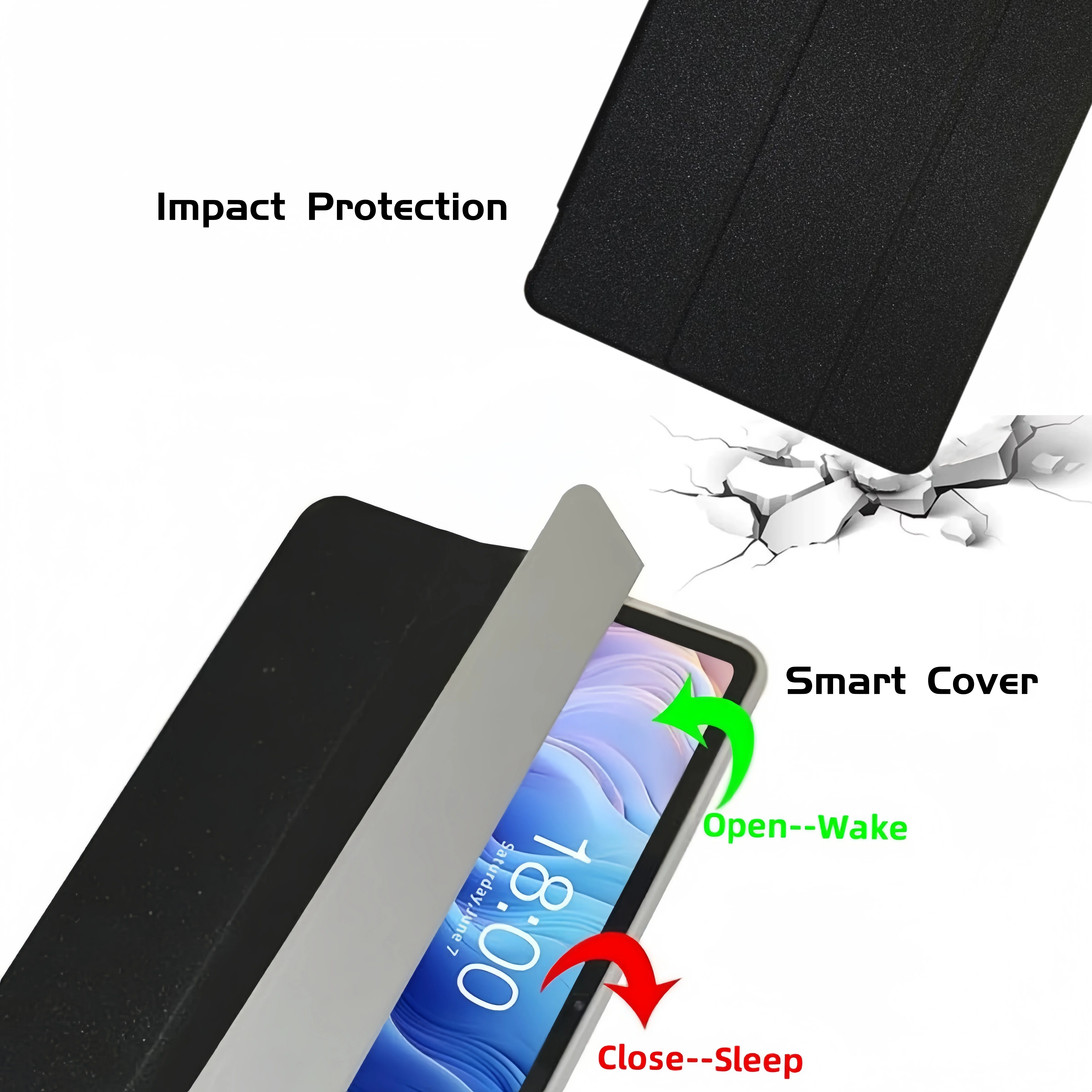 Elegant Flip Case with Multi-Angle Support and Auto Sleep/Wake Feature, PU Leather with Soft TPU Back Shell