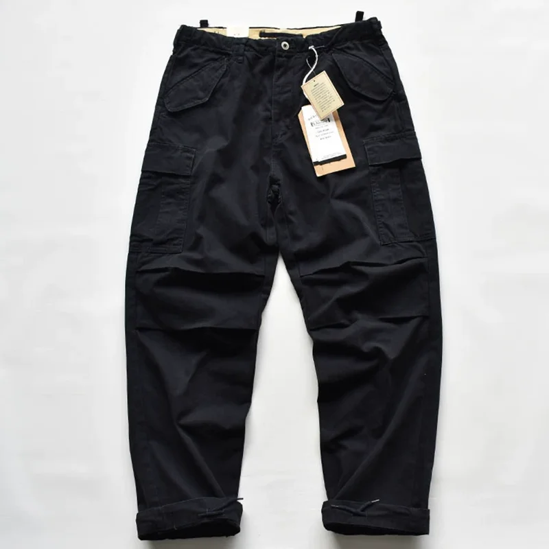 American Loose Straight Tube Canvas Wear-resistant Work Pants Men's Multi Pocket Paratrooper Trousers Heavy-duty Casual Longs