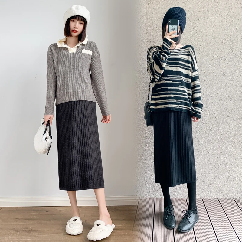 Maternity Fashion Clothes Korean Fashion Skirt for Pregnant Women Winter Fall Design Adjustable Waist