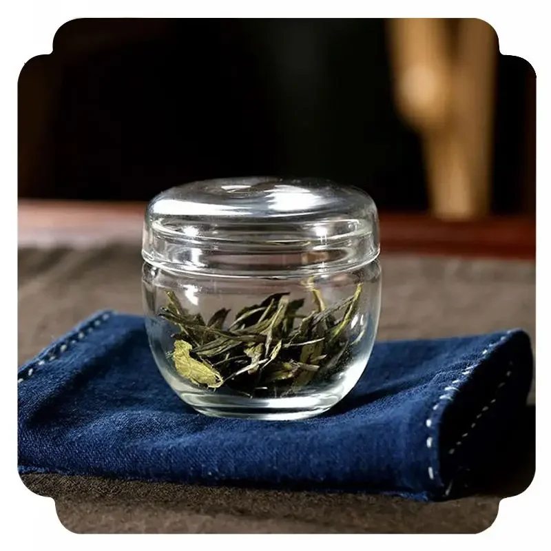 Tea Tin Box Tea Canister Mini Glass Tea Jar Transparent High Borosilicate Glass Jar Portable Travel Wake-up Tea Container Mini Storage Box