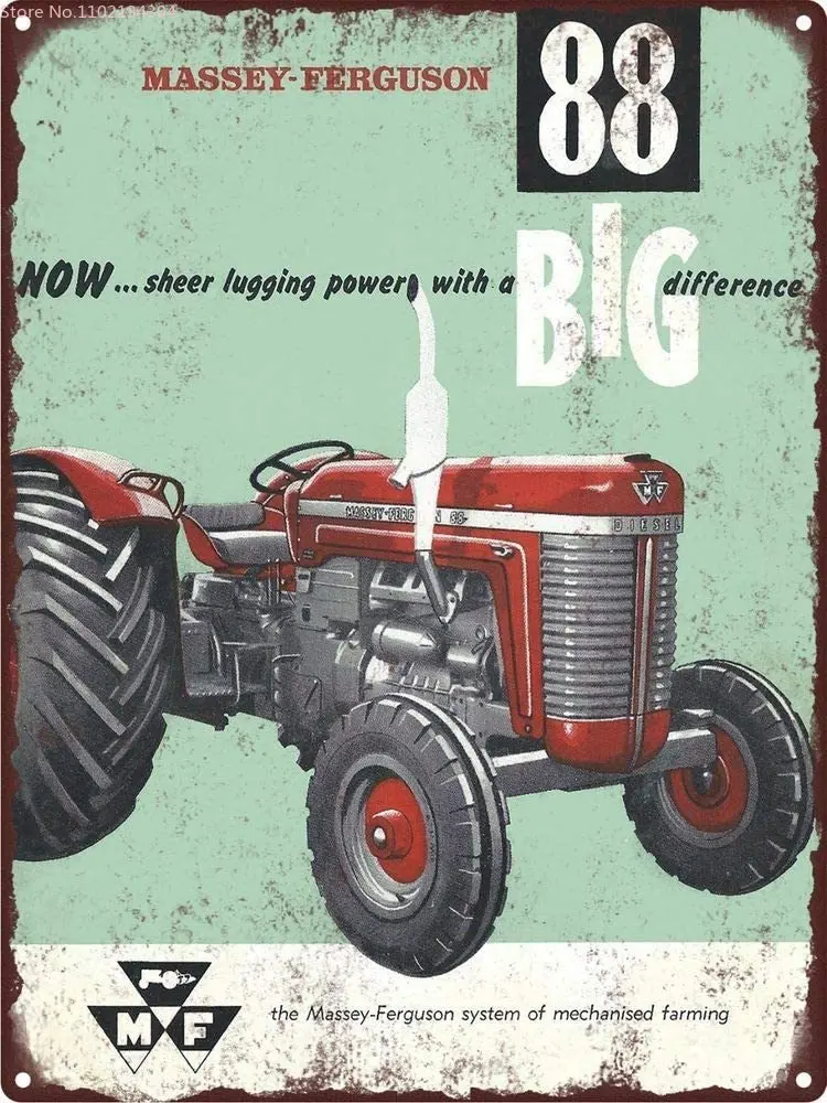 

Massey Ferguson 88 Tractor Farm Tin Sign Vintage Wall Poster Retro Iron Painting Metal Plaque Sheet for Bar Cafe Garage Home