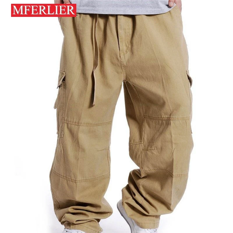 Pantalones Cargo de algodón para hombre, de talla grande 5XL, 6XL, 8XL, cintura de 130cm, otoño y primavera|Pantalones informales| - AliExpress