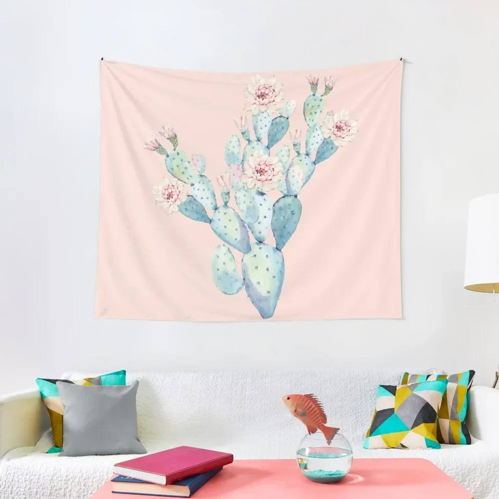 

Pretty Cactus Pink and Mint Green Desert Cacti Home Decor Tapestry Anime Decor Custom Room Decorations Aesthetic Tapestry