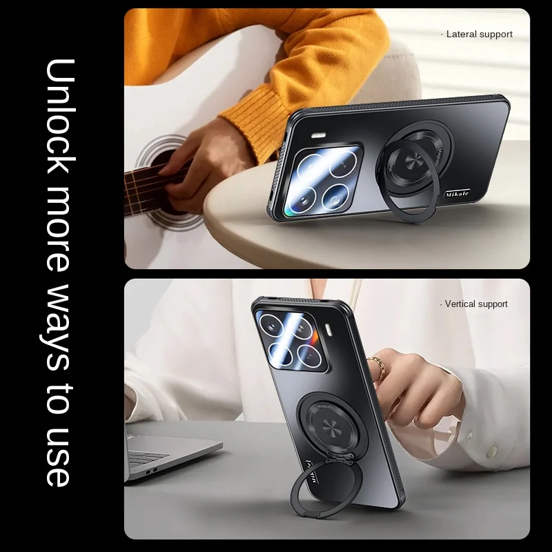 Enhanced Magnetic Wireless Charging Hard Matte Case with Ring