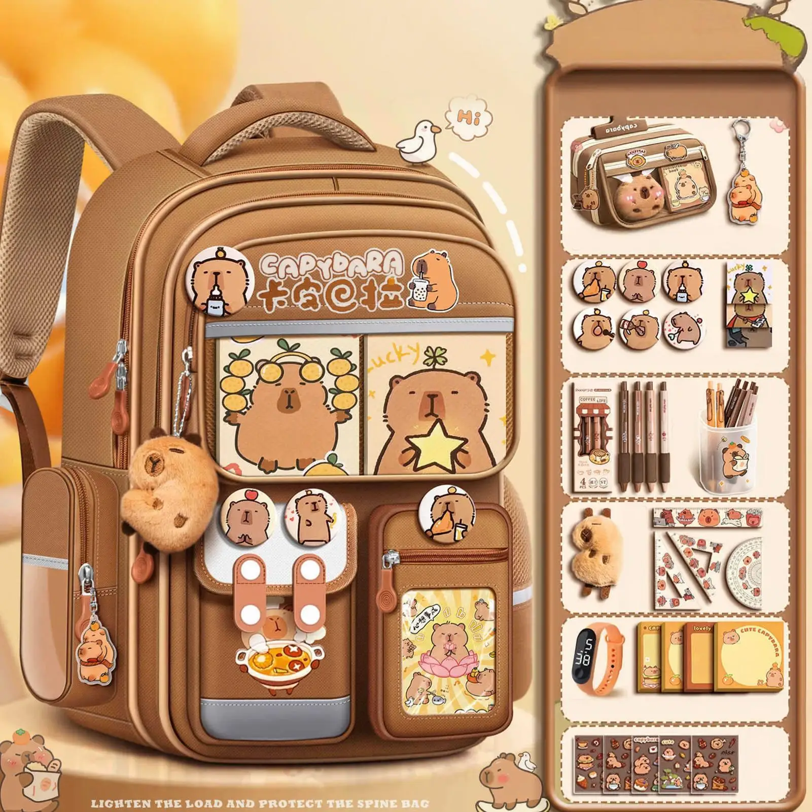 Capybara Backpack Cartoon Laptop Travel Casual Bag Students Aesthetic Bookbag Stationary Supplies for Women Girls Boys Friends 1