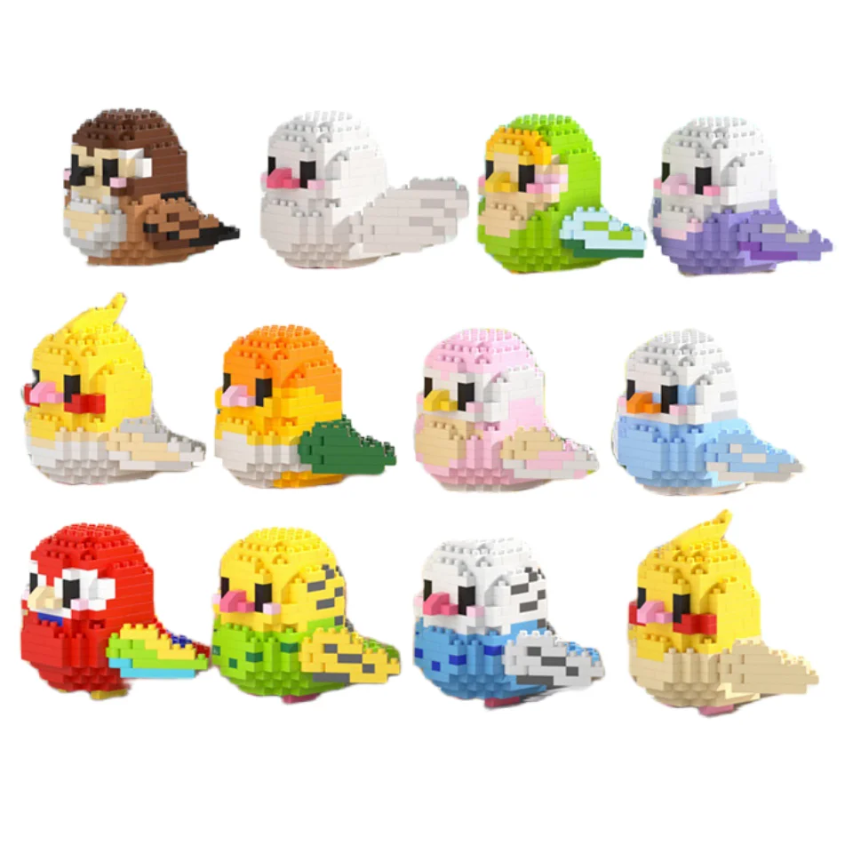 12個セットの鳥のブロック おもちゃ クリエイティブ DIY かわいい鳥 12個セットの鳥のブロック おもちゃ クリエイティブ DIY