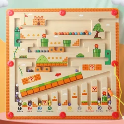 Magnetic Wooden Maze: Color & Number Learning Montessori Toy (Mushroom house)