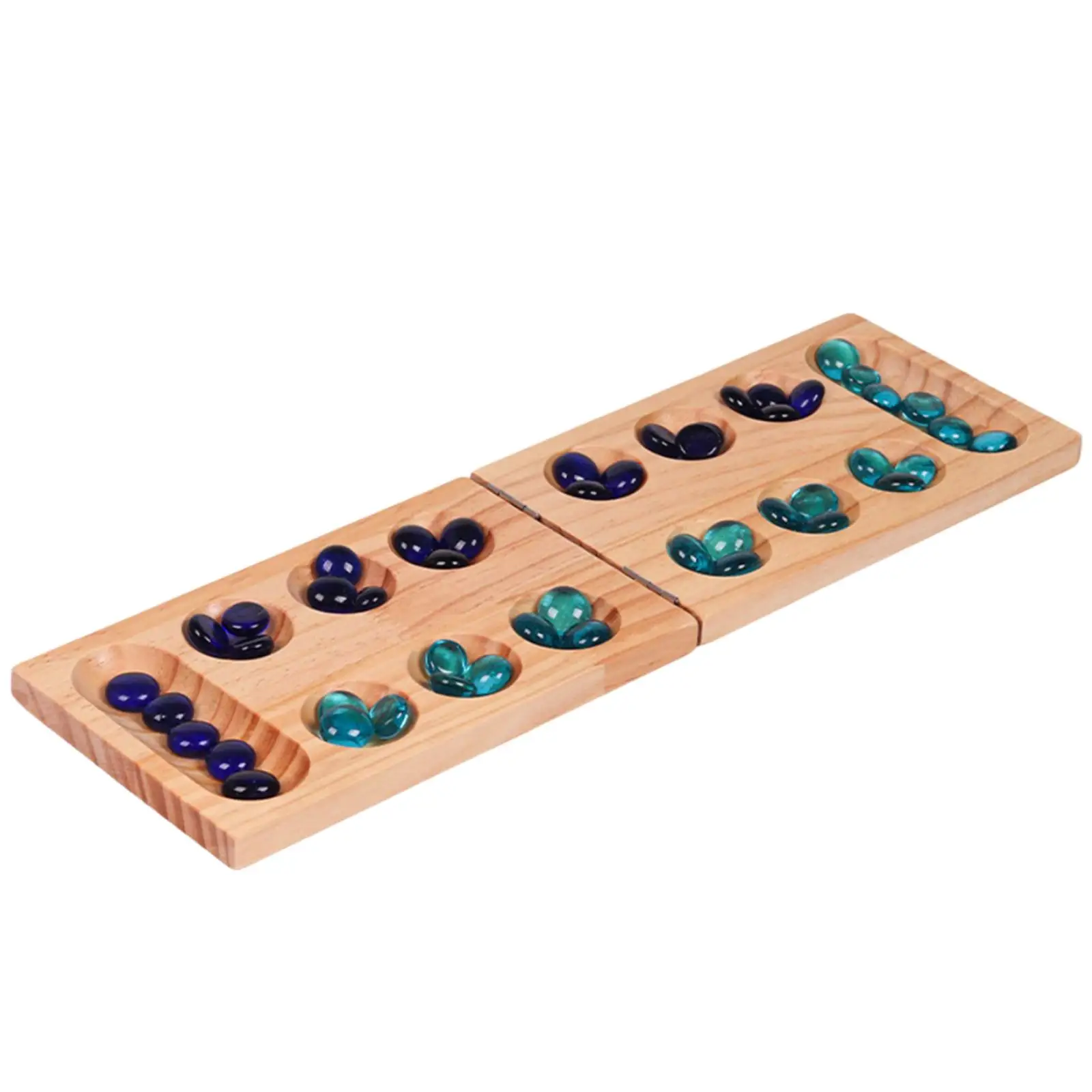 African Mancala Board Game, 2 Player Game with 48 Stones Party Game Strategy