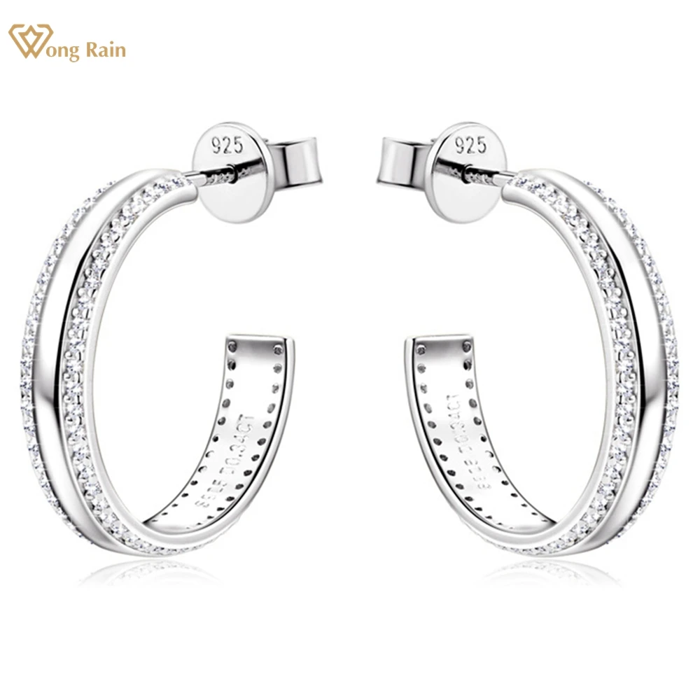 

Wong Rain 18K Gold Plated 925 Sterling Silver VVS1 3EX D Color Real Moissanite Diamonds Hoop Earrings For Women Fine Jewelry