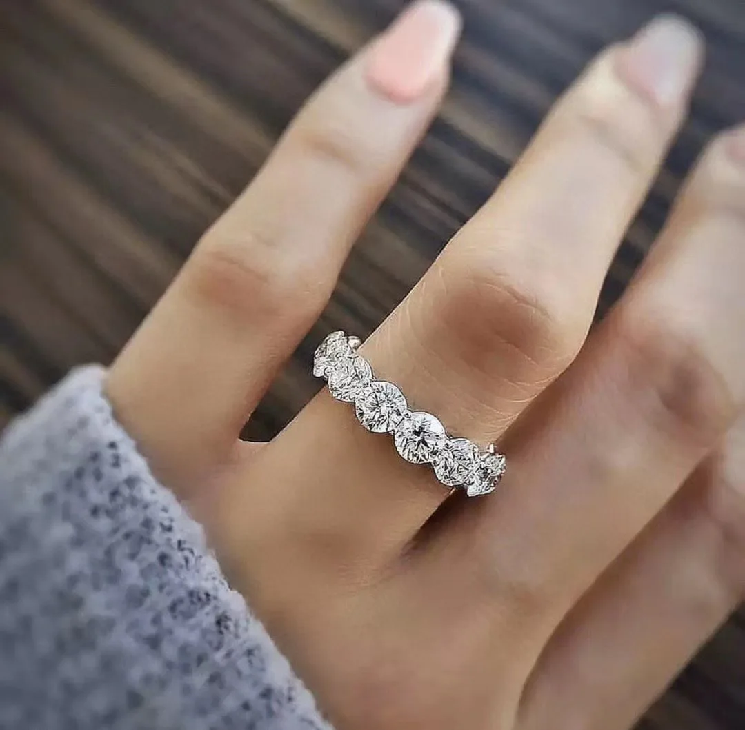4mm AAAAA Zircon cz 925 Sterling silver Engagement Wedding Rings for women