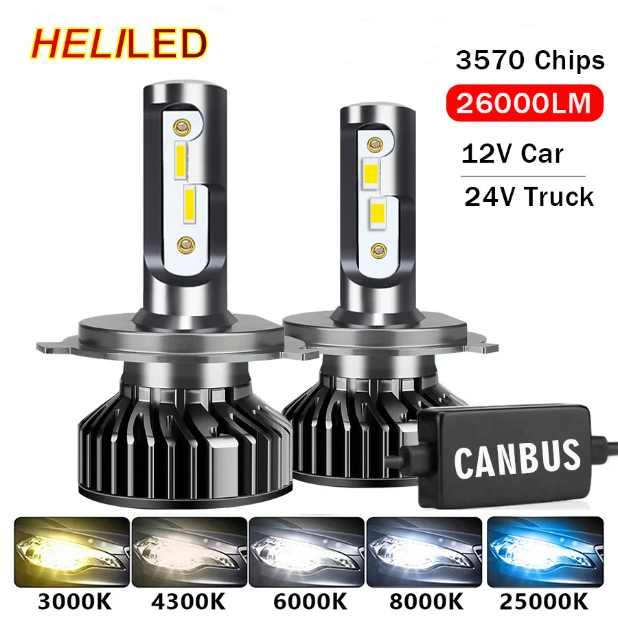 Led Headlight 110W 4300K 6000K 8000K HB3 HB4 9005 9006 H1 H8 H11 H27 Bulb Canbus EMC LED H7 H4 Car for 24V Truck | Автомобили и