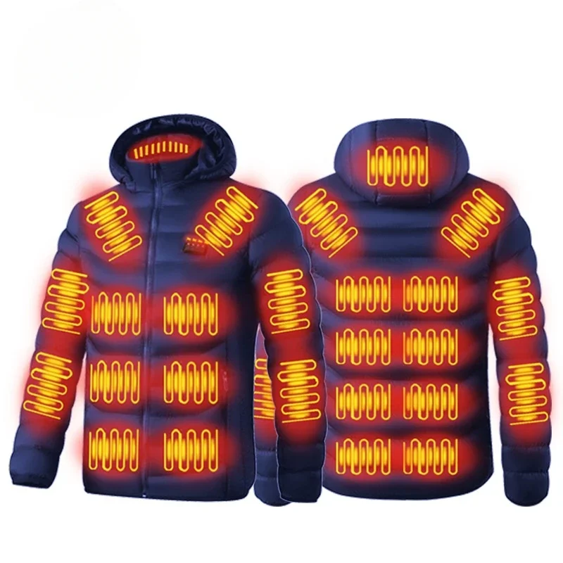 Four-control 21-zone constant temperature electric cotton-padded jacket for men in winter with USB chargingwarm and heated hood 2