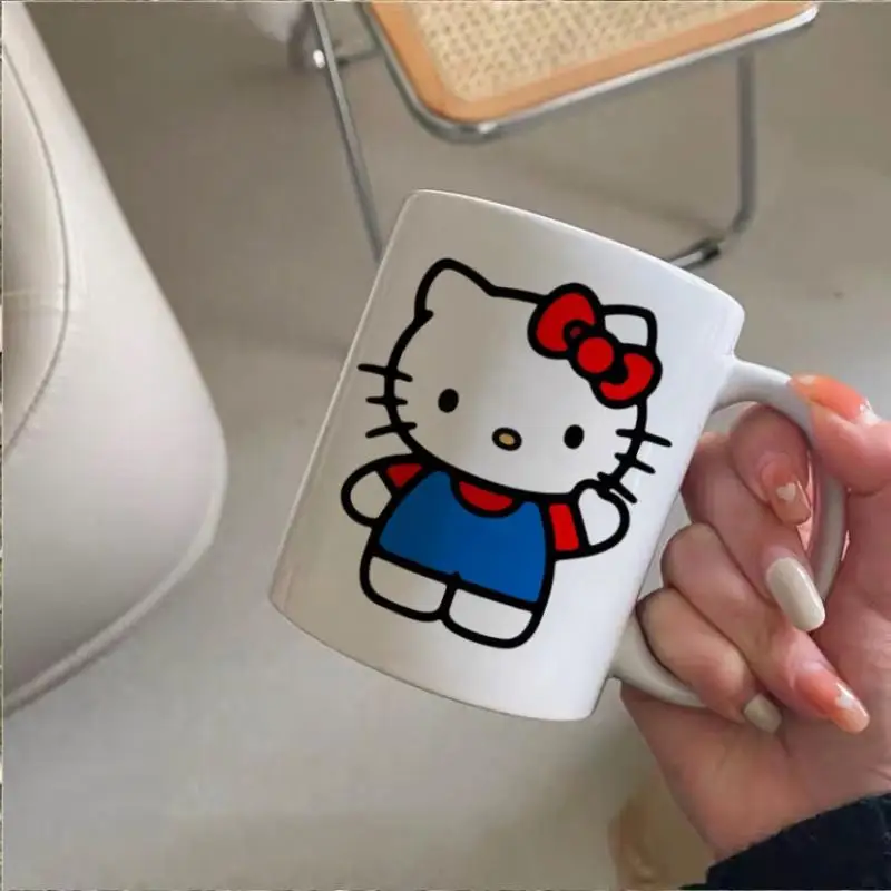 

Sanrioed Kitty Cute Creativity Porcelain Cup Durable Mug Desktop Ornaments High Capacity Simple Heat Resistant Christmas Gift