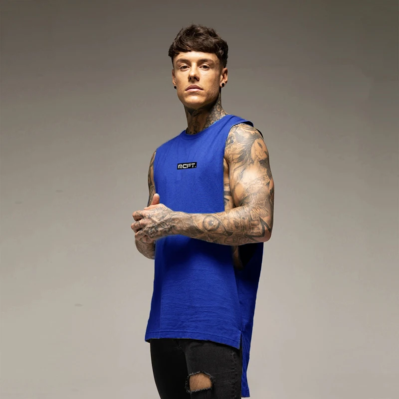 

5 Colors Gym Fitness Sleeveless Workout Muscle Cotton Loose Tank Tops Men Casual Summer Breathable Fashion Hip Hop Streetwear