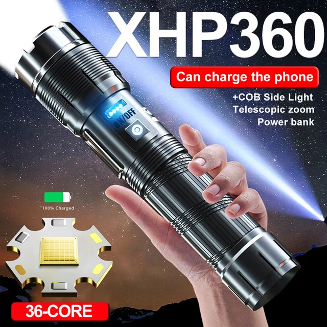 Lampe de poche Led ultra puissante 600Watt torche tactique Type C lampe de  poche Rechargeable XHP360 lanterne de Camping lampe à main étanche -  AliExpress