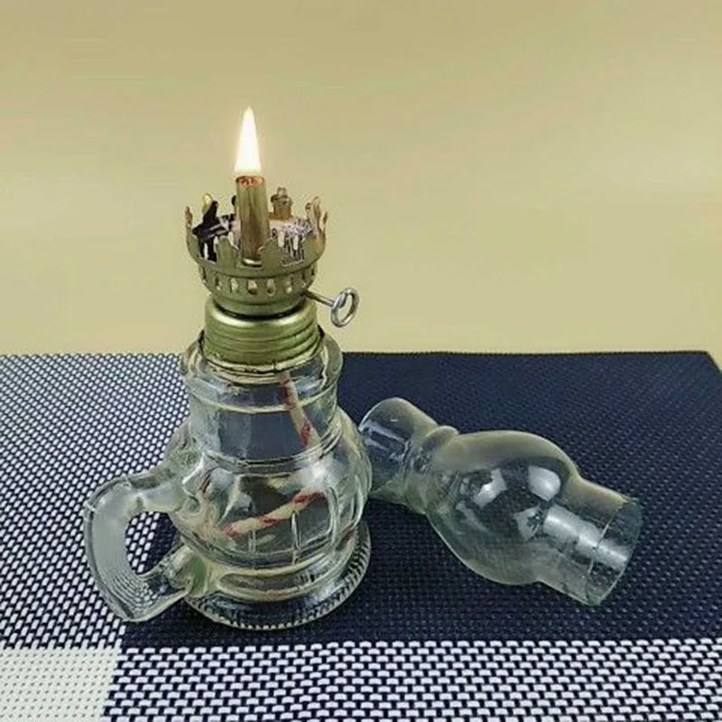 Oil Lamps for Indoor Use, Kerosene Lamp Hurricane Lamp Decorative Lamplight  Chamber Glass Oil Lamp, Translucence Barn Lantern Glass Kerosene Oil Lamp  Lantern for Home Desktop Decor 