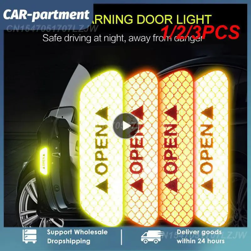 

1/2/3PCS Set Car Door Stickers Universal Safety Warning Mark OPEN High Reflective Auto Driving Safety Reflective
