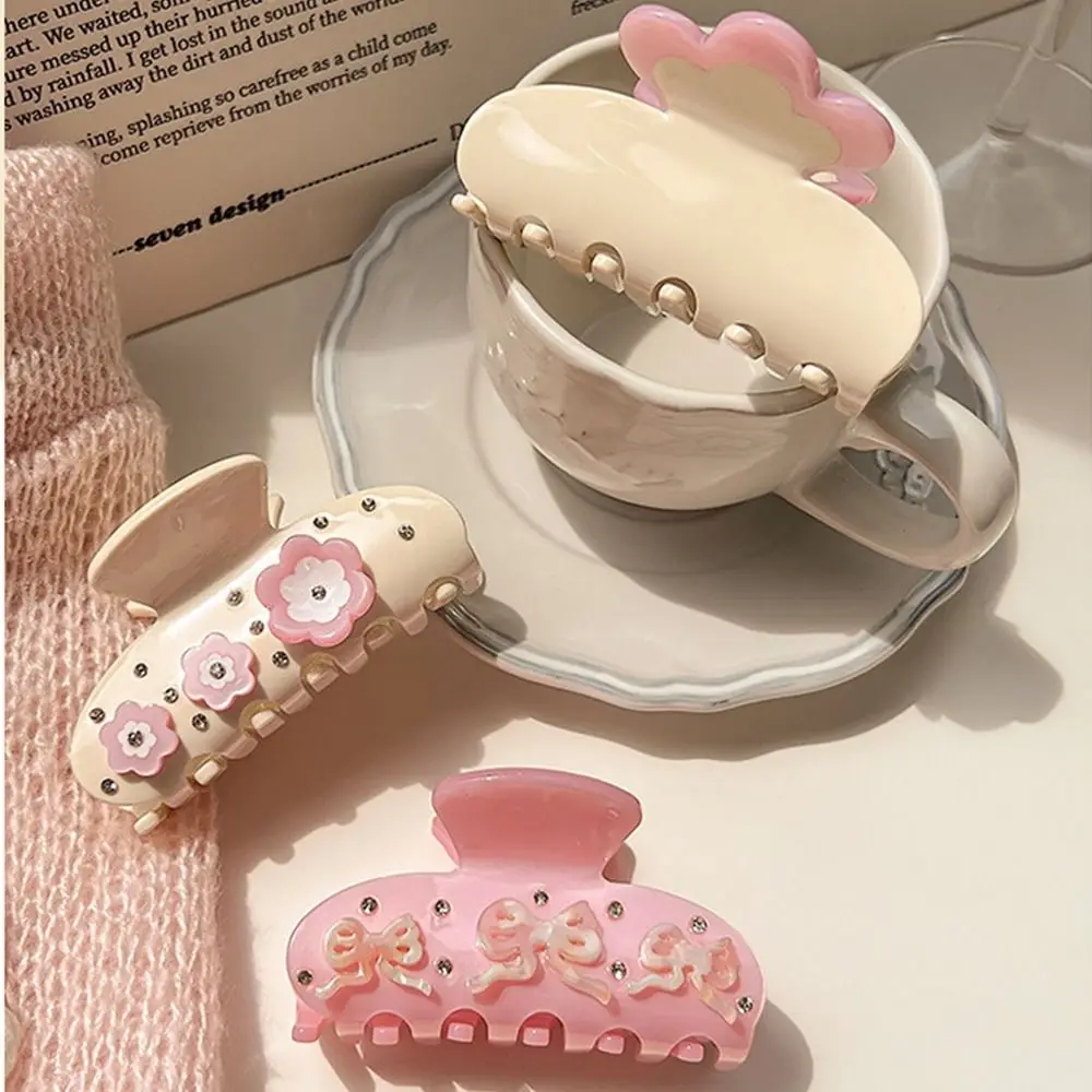 

Bow Flower Hair Claw Personalized Hair Clip Rhinestone Acetic Acid Shark Clip Geometry Headwear Cloud Hair Claw Female