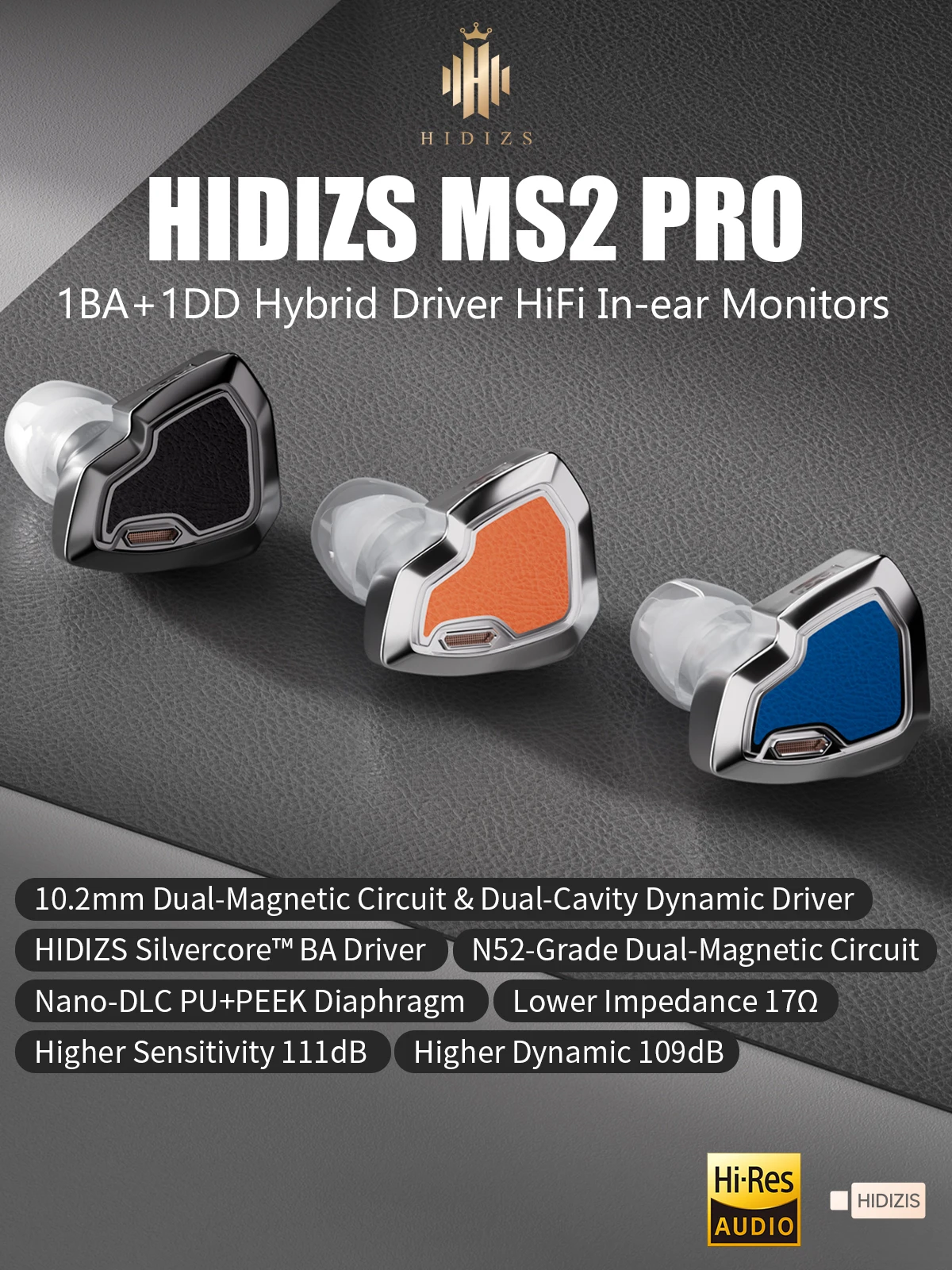 Hidizs MS2 PRO 1DD +1BA Hybrid Driver IEMs