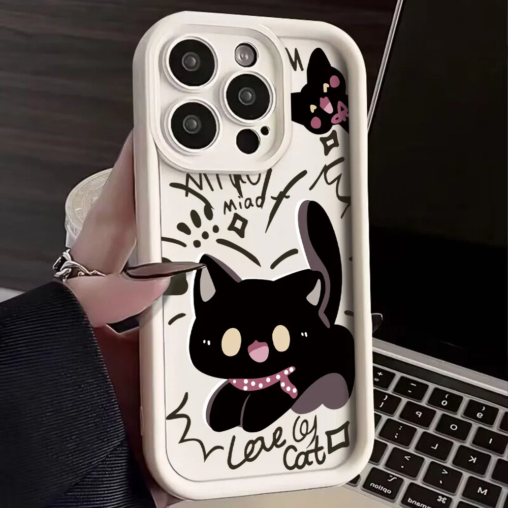 Stylish Little Black Cat Cute Phone Case