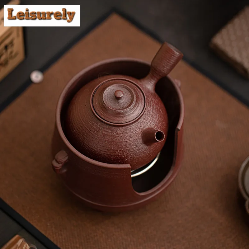 Brone Red Old Rock Mud Tea Warmer Holder Candle Heater Stove Kettle Stand Boiling Water Carbon Furnace Tea Ceremony Ornaments