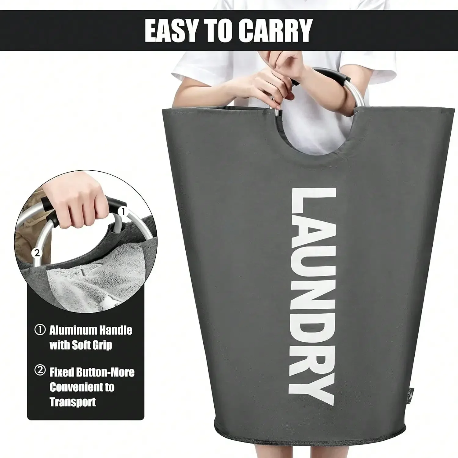 115L Large Laundry Basket Foldable Fabric Laundry Basket Foldable Sturdy Handle Bag Waterproof Clothes Bucket Dirty Cloth Bag 6