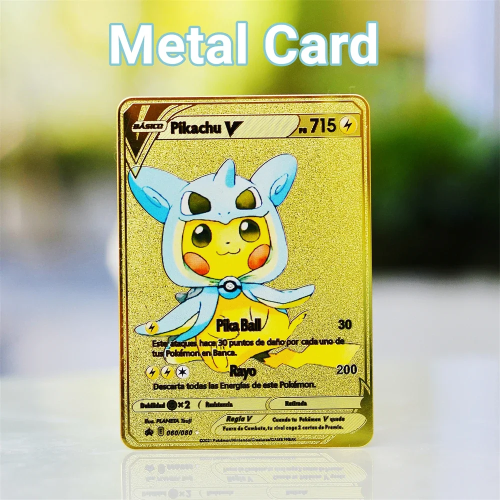 Cartas Español Spanish Metal Cards Vmax Charizard Pikachu Gold Metal Card  España Collection Card Pokémon Cards - Realistic Reborn Dolls for Sale