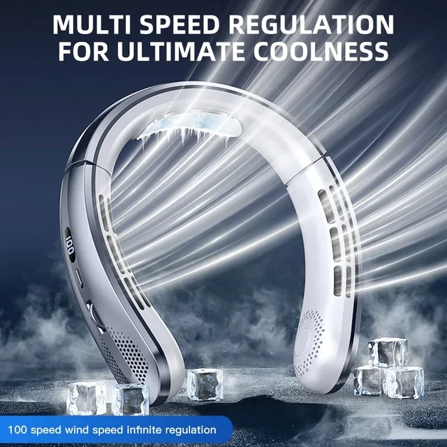 8000mAh refroidisseur d'air USB ventilateur de cou suspendu Portable sans lame Mini Rechargeable muet LED affichage numérique ventilateurs électriques 2025 nouveau 1