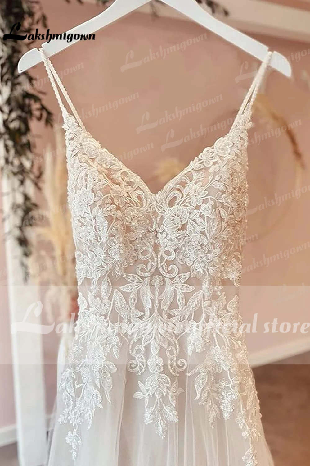 Lakshmigown Chic Lace A Line Wedding Dress 2022 Elegant Bridal Country Wedding Gowns Open Back Vestidos de Nova Brautkleid 4
