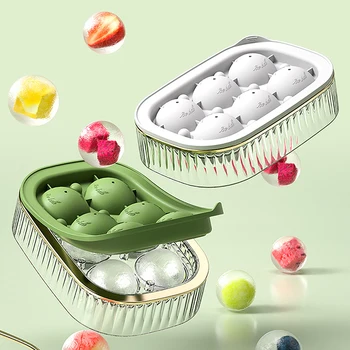 푸시 타입 주방 실리콘 아이스 큐브 몰드, 재사용 가능한 아이스 그리드 트레이, DIY 위스키 음료 몰드, 뚜껑이 있는 식품 등급 아이스 큐브 박스